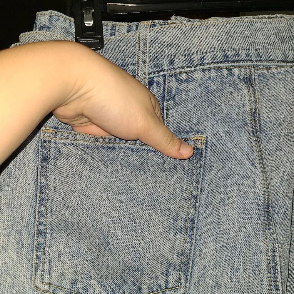 Zara Light Acid Wash Belted Mini Skirt With Belt and Pockets Size Large - Picture 6 of 10